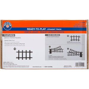 Lionel Ready-to-Play Straight Track Pack, 6-1/4”, 12 pieces, Black